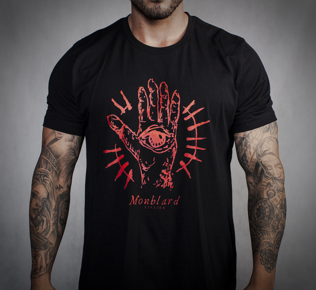 black alchemy t-shirt luxury medieval mystic hand eye