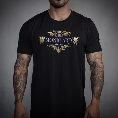 Golden luxury black t-shirt baroque ornament amethyst gem fashion