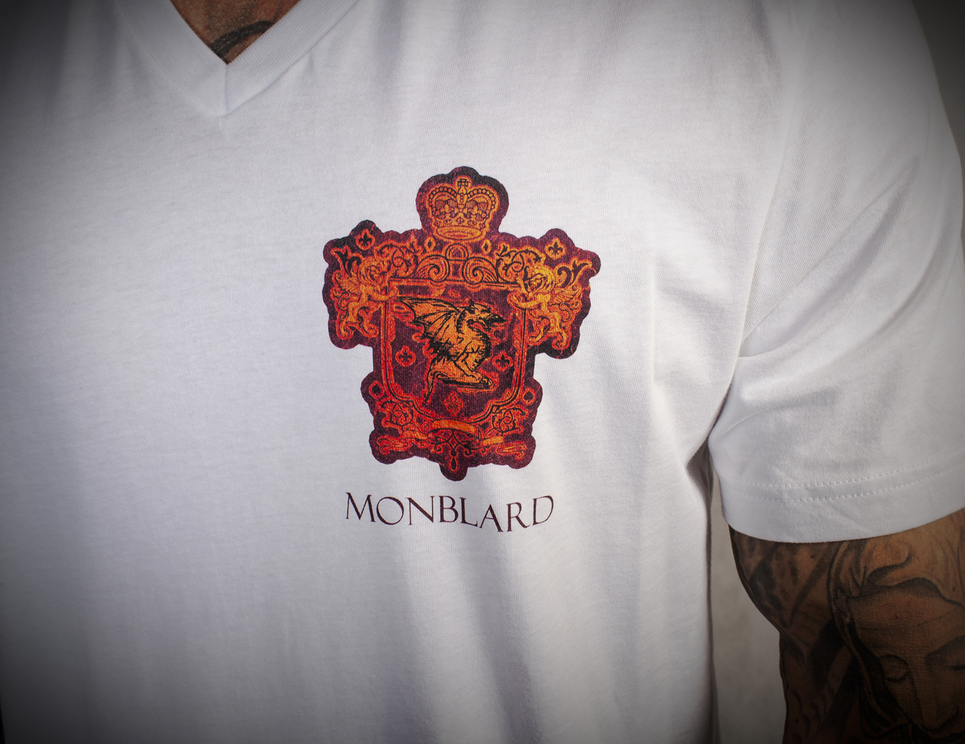 Heraldry Monblard white luxury t-shirt men brown orange erb
