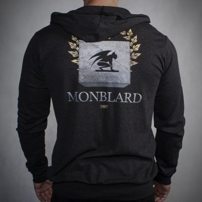 Luxury dark grey hoodie gargoyle gold stone power rich