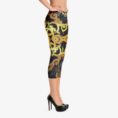 baroque print gold-tone women leggins