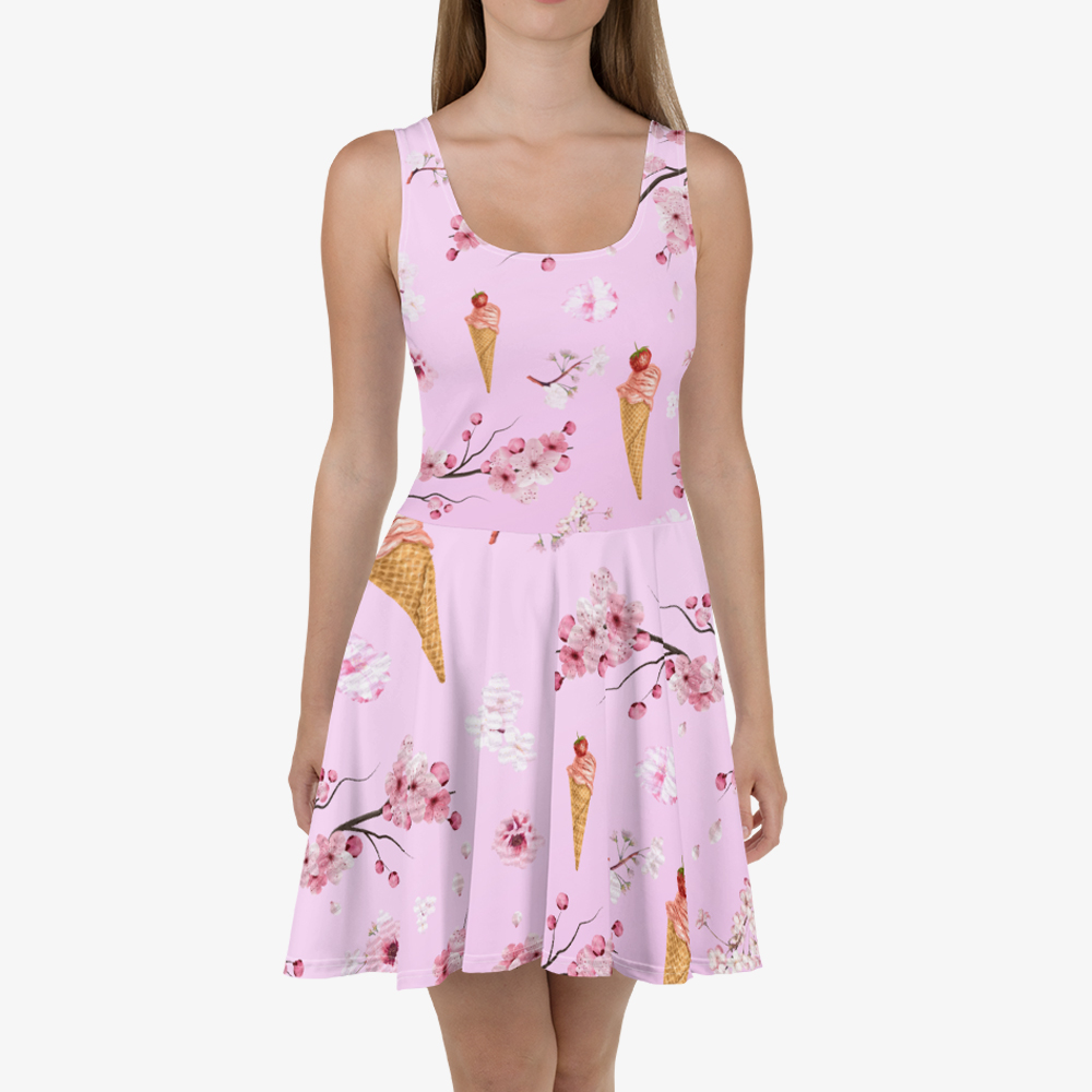 icecream print summer short dress