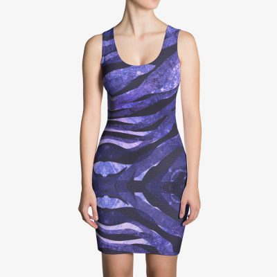 purple abstract sleeveless dress