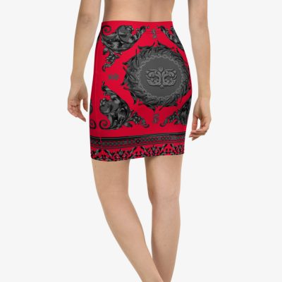 barocco ornament red luxury mini skirt back