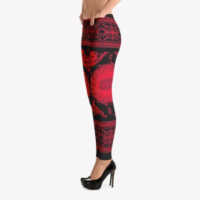 barocco print red black luxury leggins
