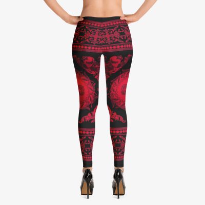 barocco print red black luxury leggins back