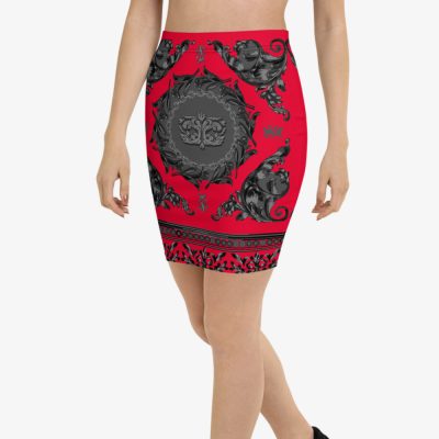barocco printed red luxury mini skirt