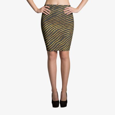 gold animal pattern pencil skirt