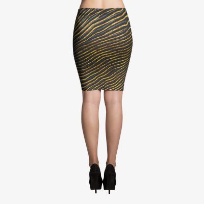 gold animal pattern pencil skirt back