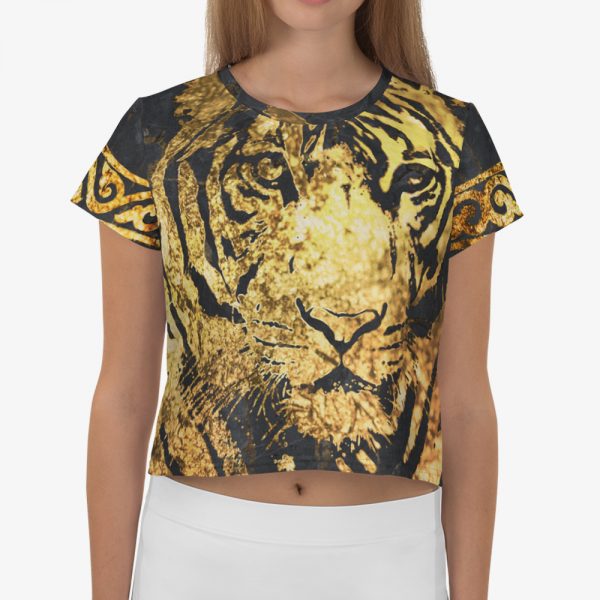 golden tiger printed women t-shirt