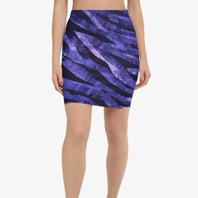 purple striped printed mini skirt