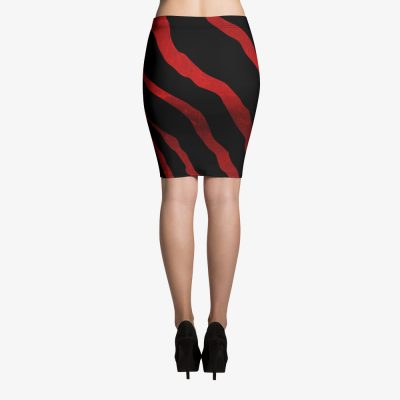 red black striped sexy pencil skirt back