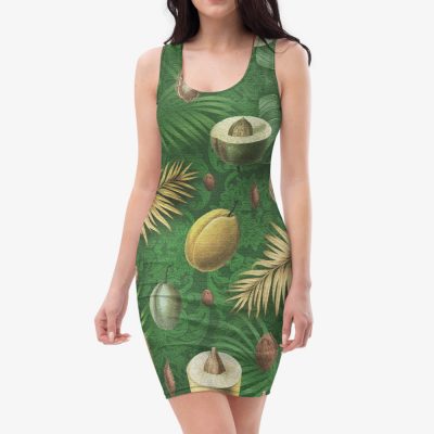 tropical print fitted summer mini dress