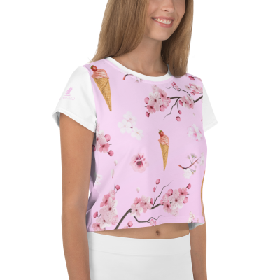 icecream printed pink crop tee