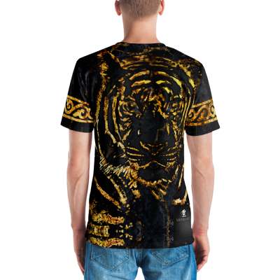 golden tiger animal fashion printed mens t-shirt back