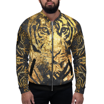 golden tiger bomber jacket men back
