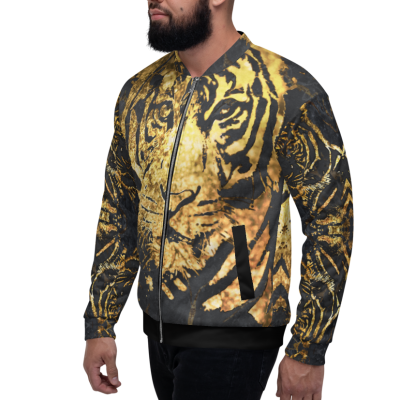 golden animal print luxury bomber jacket men