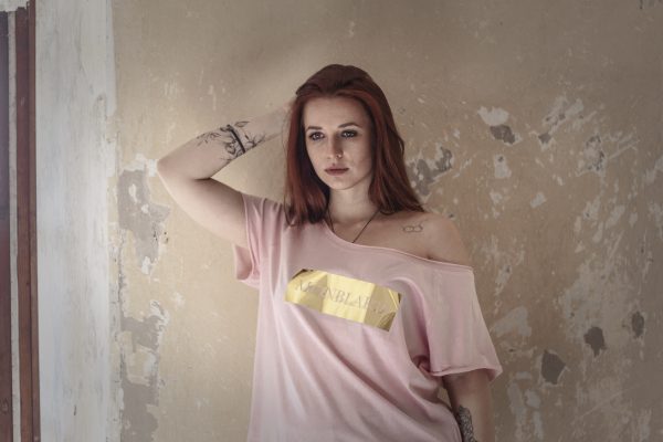 Monblard gold label, luxury women t-shirt, pink