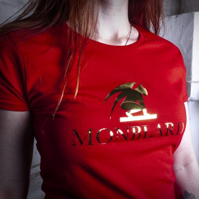 Monblard gold label, luxury women red t-shirt