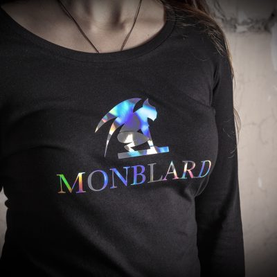 Monblard holographic silver logo, black