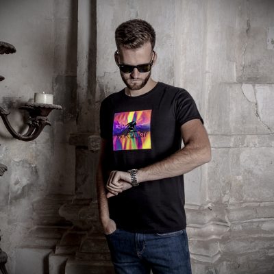 luxury holographic t-shirt men black