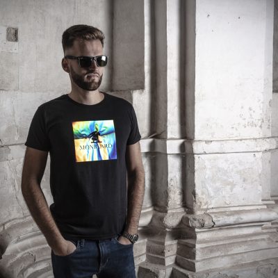 reflective special effect holographic fashion designer t-shirt men black
