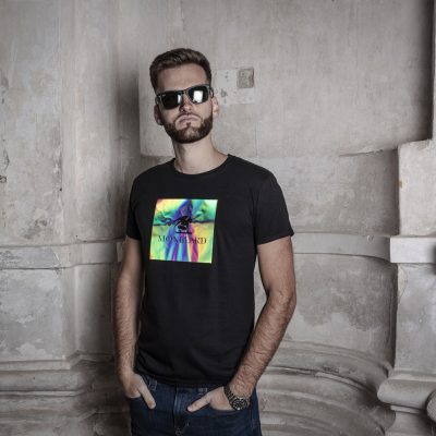 reflective special effect holographic fashion designer t-shirt men black