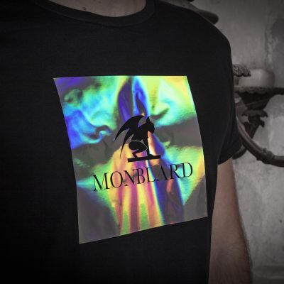 reflective special effect holographic fashion designer t-shirt men black