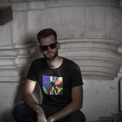 reflective special effect holographic fashion designer t-shirt men black